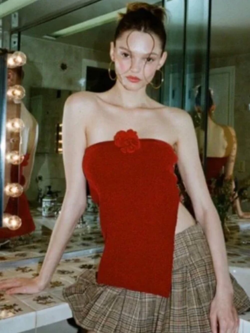 With Jean Belle Top Red